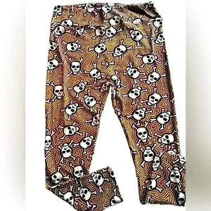 Halloween Lularoe TC2‎ skull goth leggings. NWOT. Purple,lime, black , white.